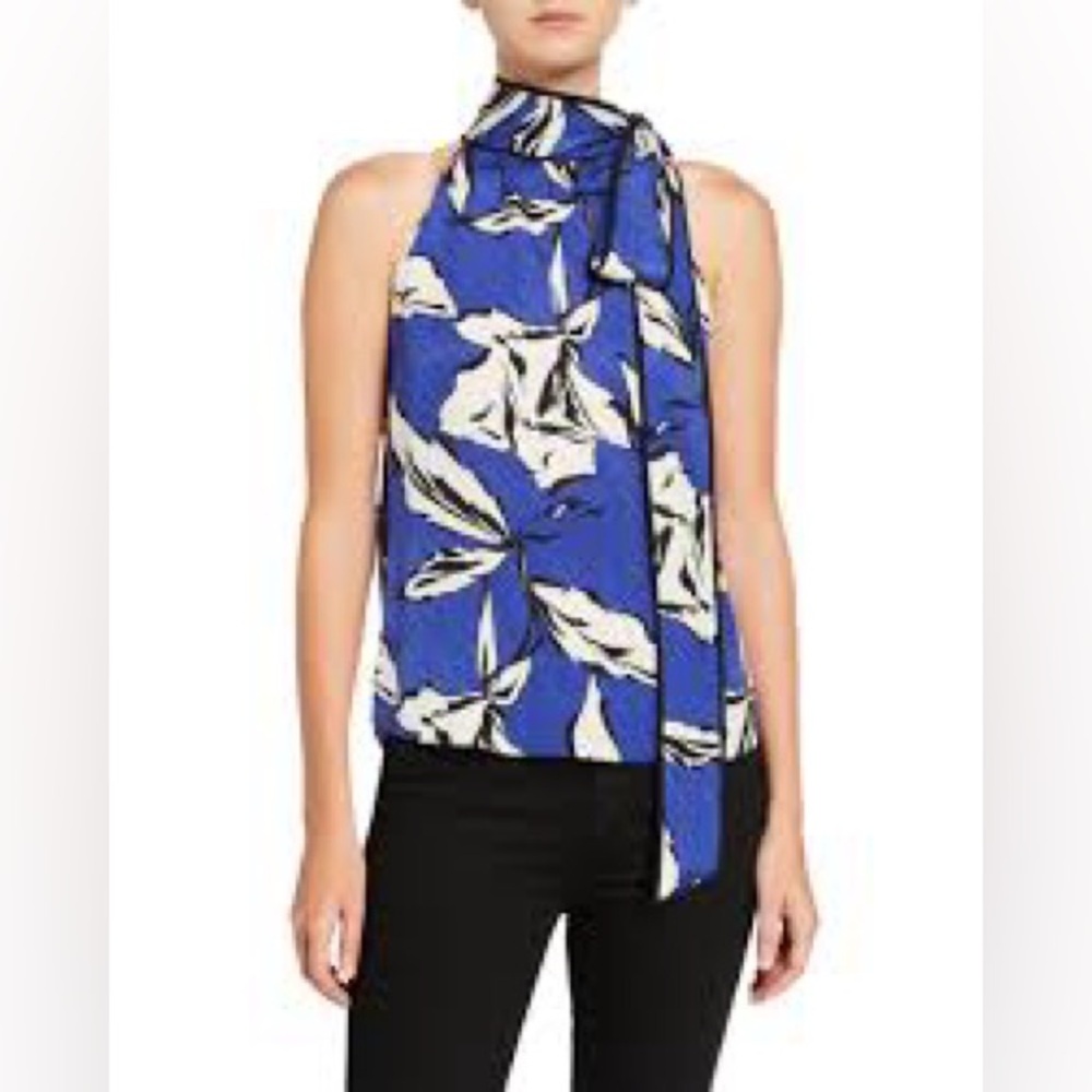Veronica Beard Sela Top. Size 4. Color: Ultramarine Multi. Never worn